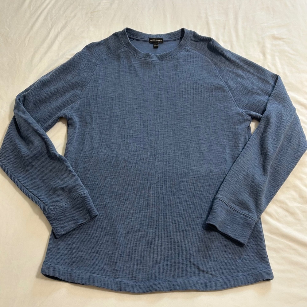Banana Republic Mens Blue Raglan Long Sleeve Crewneck Shirt NMT0188S Size S